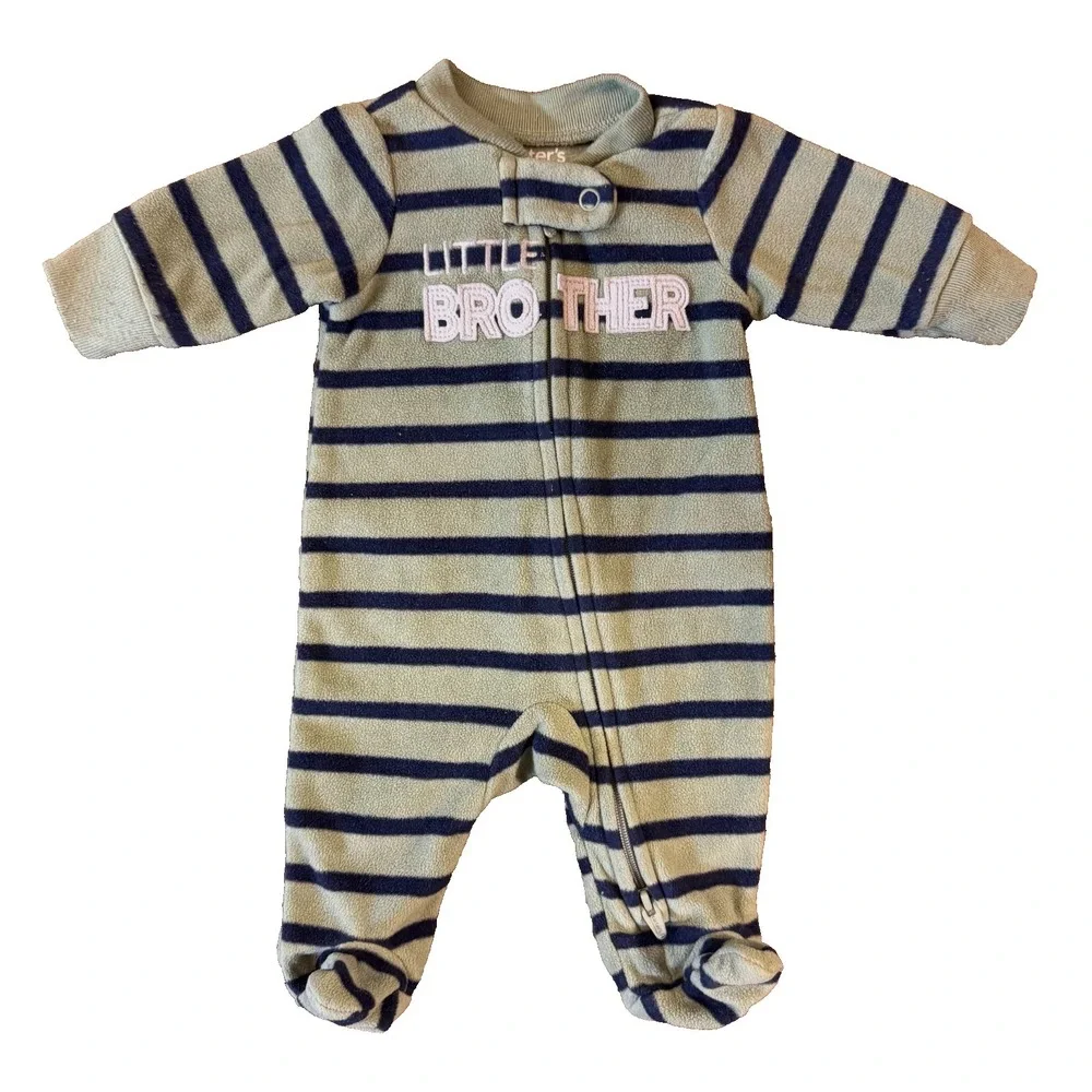Carter's‎ Baby Boy Preemie Little Brother Sleeper Outfit Clothes Zipper Green